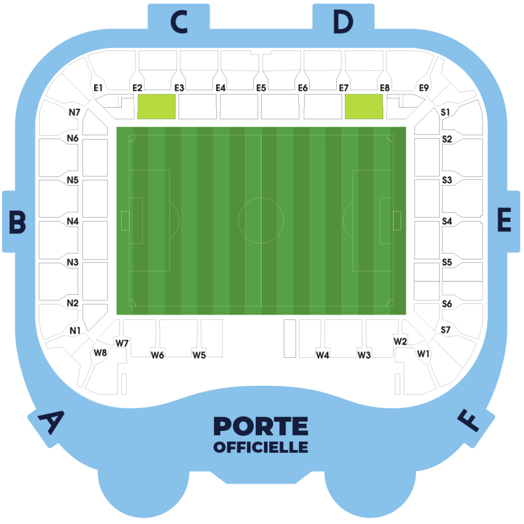 Plan du stade EN EST LATÉRALE BASSE