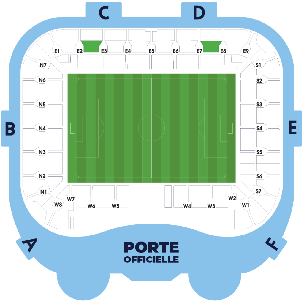Plan du stade EN EST LATÉRALE HAUTE